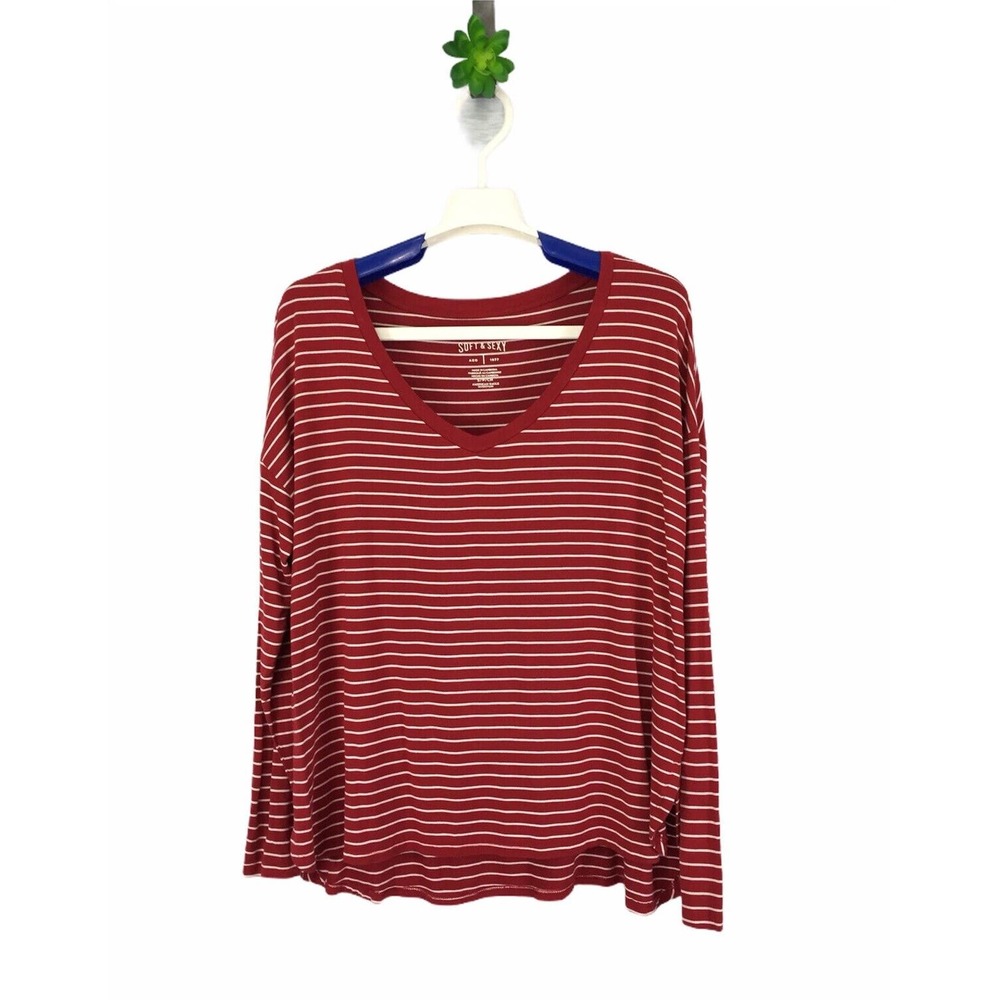 American Eagle AEO Soft & Sexy Shirt Size Small Red Stripe Dolman Sleeves